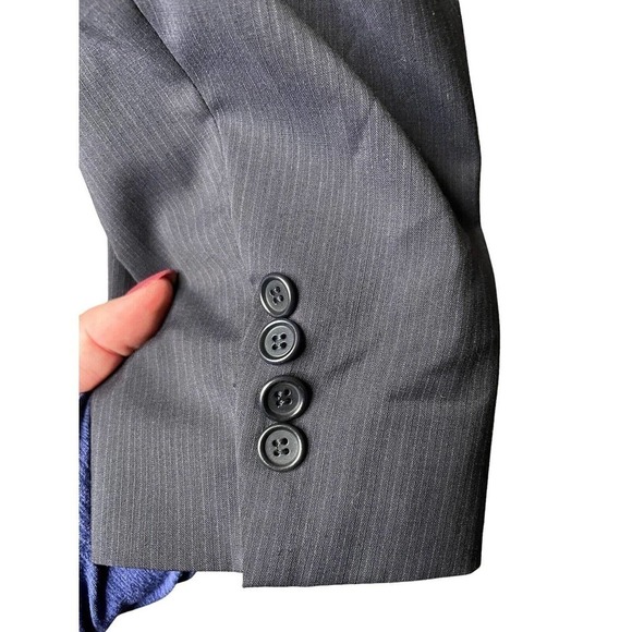 HUGO BOSS Mens 46R Sport Coat Artemis Akropolis Blue Wool 3 Button Pinstripe - Picture 6 of 12